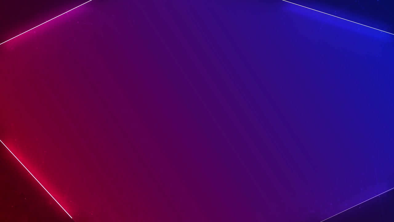 Duotone geometric tech backdrop with magenta and cobalt glow thin polygon outlines subtle particles