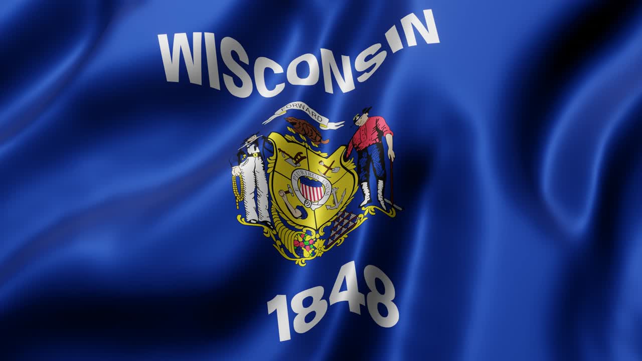 la bandera del estado de wisconsin de los estados unidos ondeando