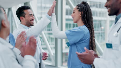 doctors, nurses and high five