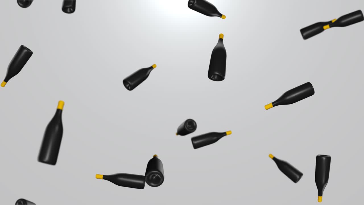 Endless rain of empty chrome metal bottles on a dark 3d environmental pollution concept recycling of