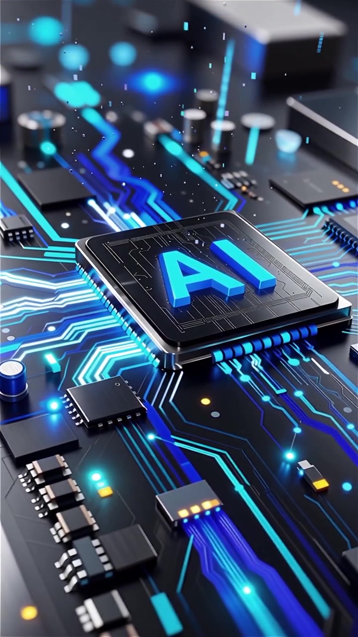 Futuristic AI Chip Motherboard Technology Background