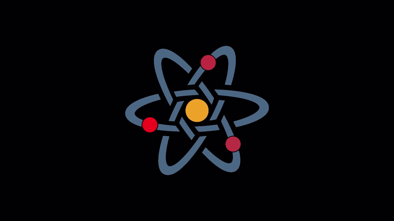 Animated Atom Structure with Orbiting Electrons on a Black Background