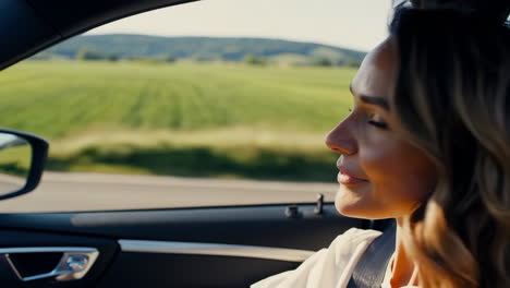 woman enjoying a scenic car ride