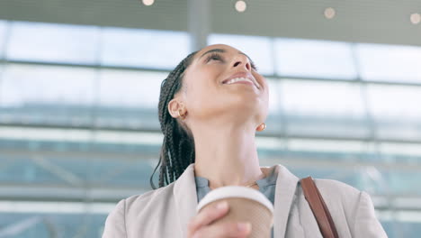 Sueño,-Pensamiento-Y-Mujer-De-Negocios-Con-Café