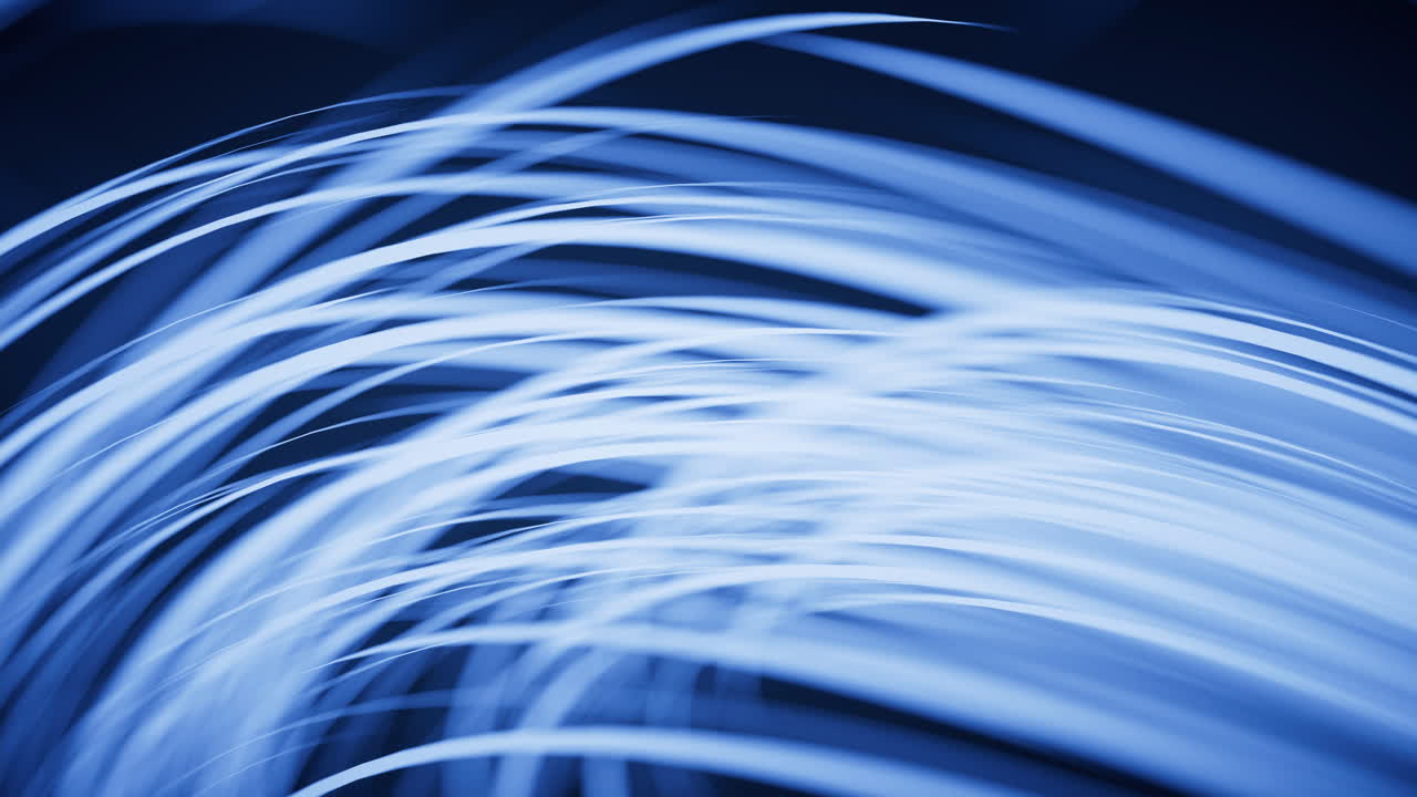 빛나는 네온 선과 함께 흐르는 곡선, 3d 렌더링