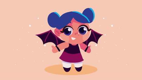 happy halloween animation with bat girl