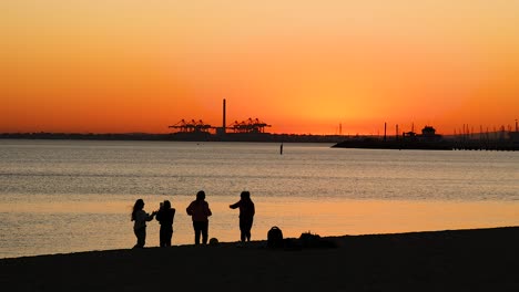 people enjoying sunset by the sea