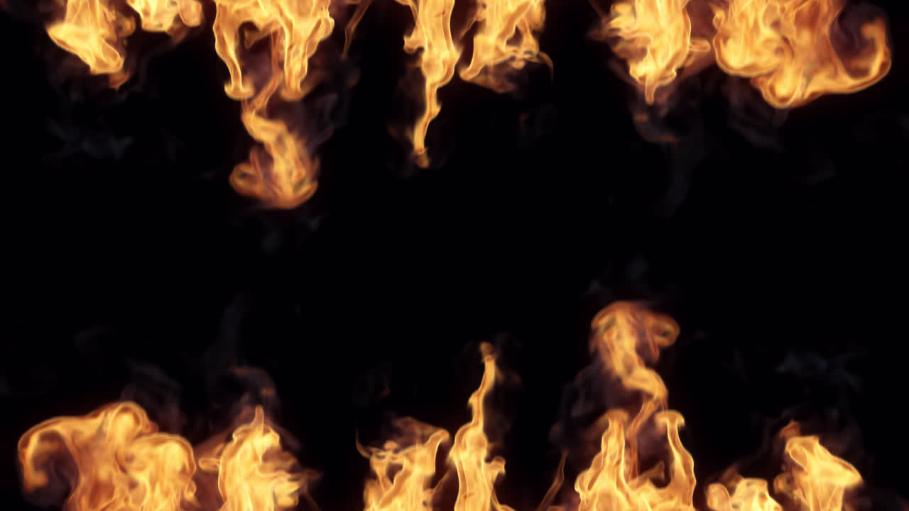 Burning Flames Frame on Black Background