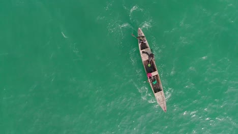 A-beautiful-4k-drone-shot-of-local-fishermen-at-sea