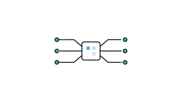 Animated Network Diagram Connecting Data Nodes
