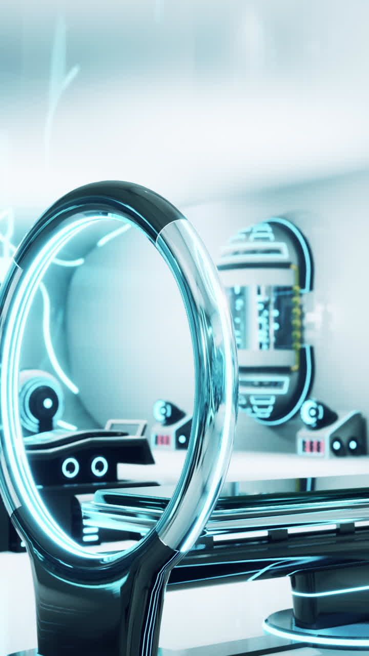 scanner medico futuristico in un laboratorio di fantascienza