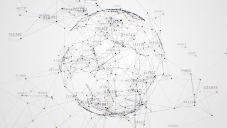 abstract grid sphere rotating in digital space with multiple connections and flowing information. beautiful looped 3d animation. technological concept.