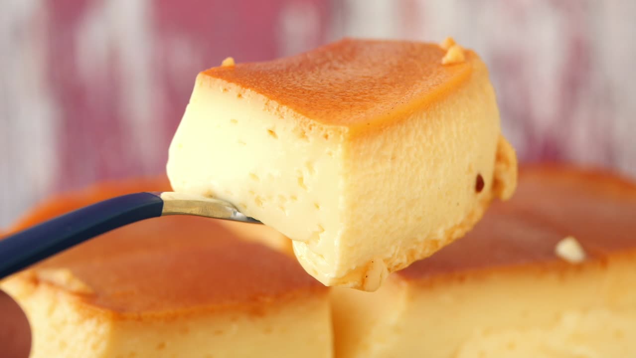 Closeup of a Slice of Flan