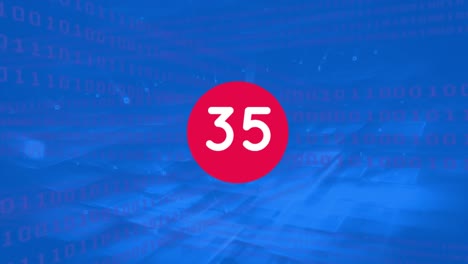 animación de números sobre el procesamiento de datos en fondo azul