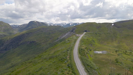 Drone-View-Of-Vikafjell-Mountain-Road-With-Tunnel-In-Vik-i-Sogn,-Norway