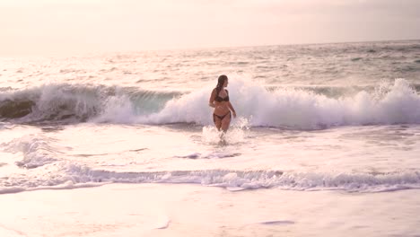 young woman on bikini relaxing unwind at the beach scenic seashore coastline on summer