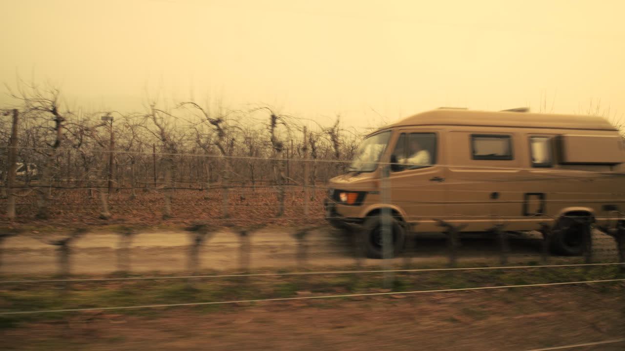 Vintage Camper Van on the Road