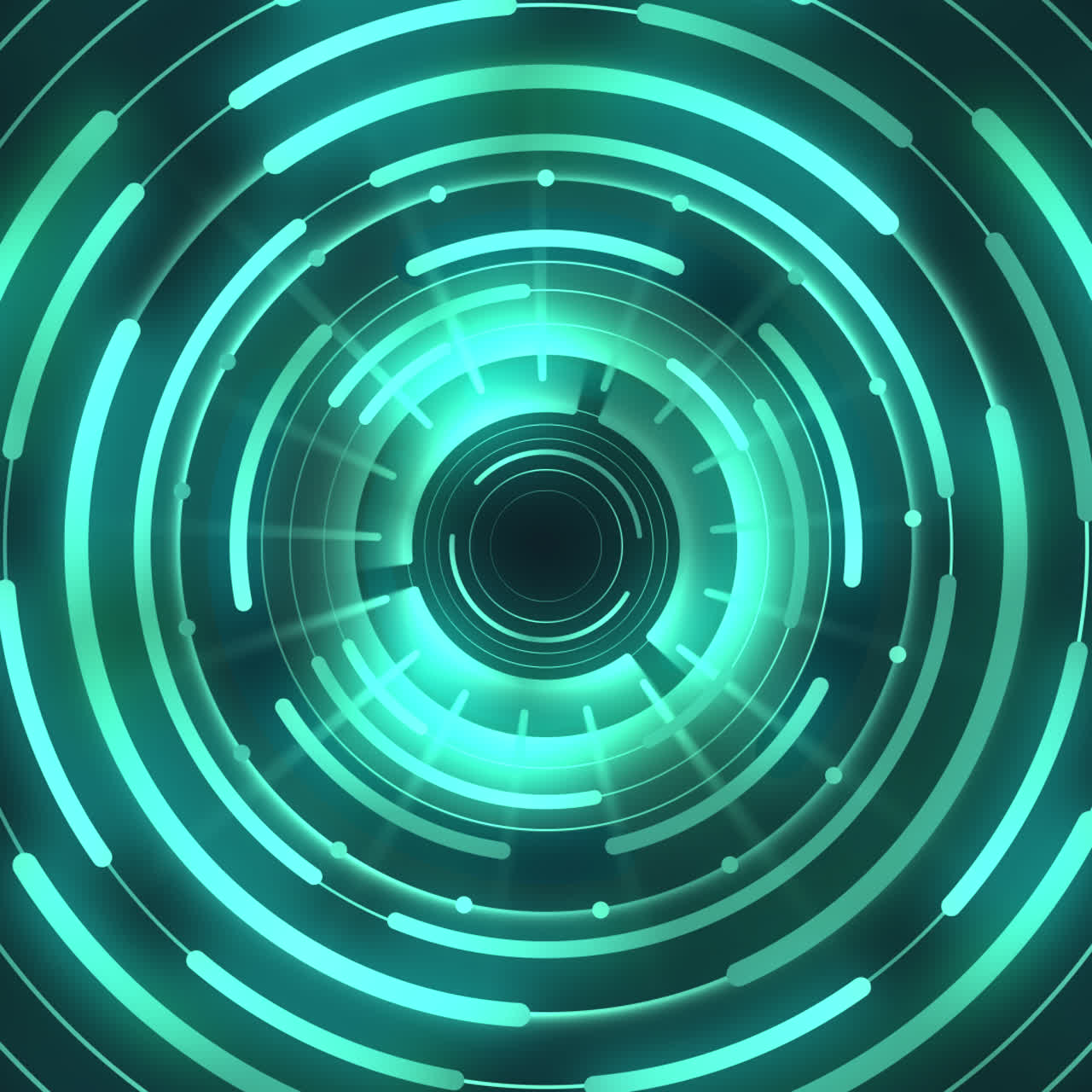 Abstract Digital Green-Blue Concentric Circles Background