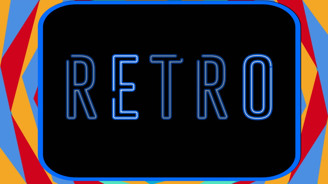 움직이는 모양 위에 레트로 텍스트의 애니메이션