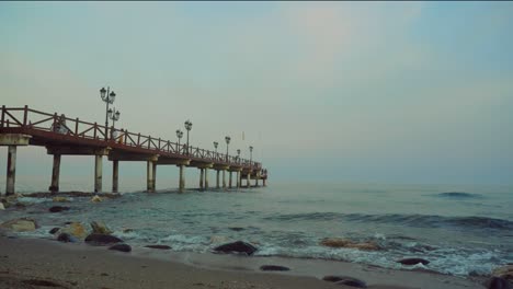 Old-wooden-pier-at-Marbella,-south-of-Spain