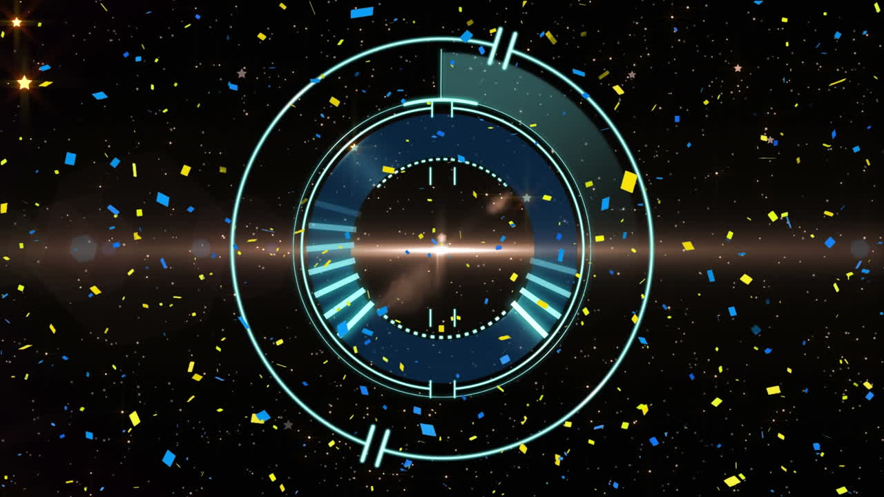 반 ⁇ 이는 불빛의 애니메이션 콘페티 떨어지고 잠금 검은 바탕을 저장