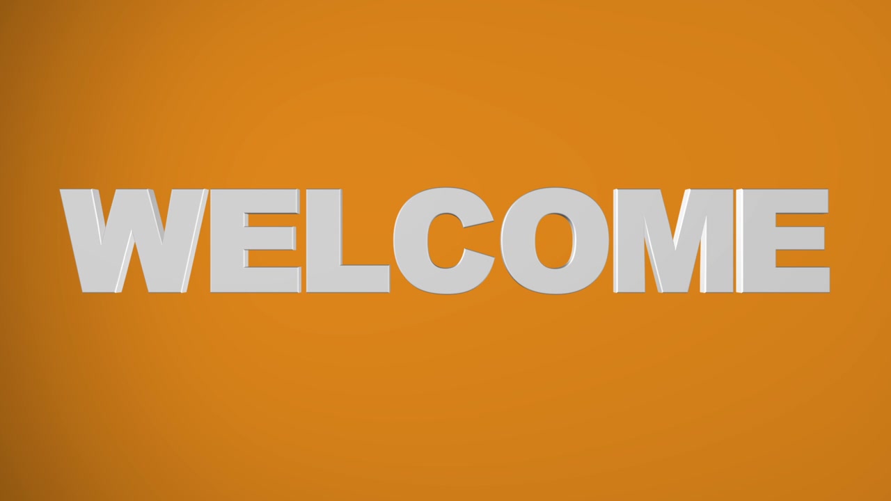 "WELCOME" 3D graphic in Orange