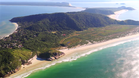 panoramic view of remote beach and atlantic islands, ecotourism in southern brazil, ilha do mel