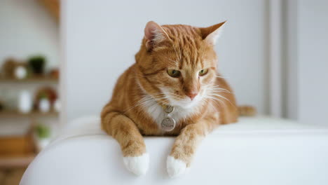 gato naranja en casa