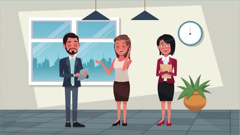 elegant successful business people animation characters