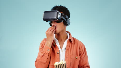 palomitas de maíz, vr o hombre en el estudio para una película