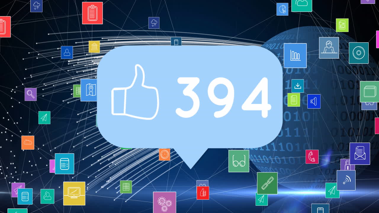 Animation of social media data processing over globe