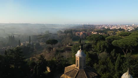 Aerial-Pullback-Reveals-Catacombs-of-San-Sebastian-on-Rome's-Historic-Appian-Way