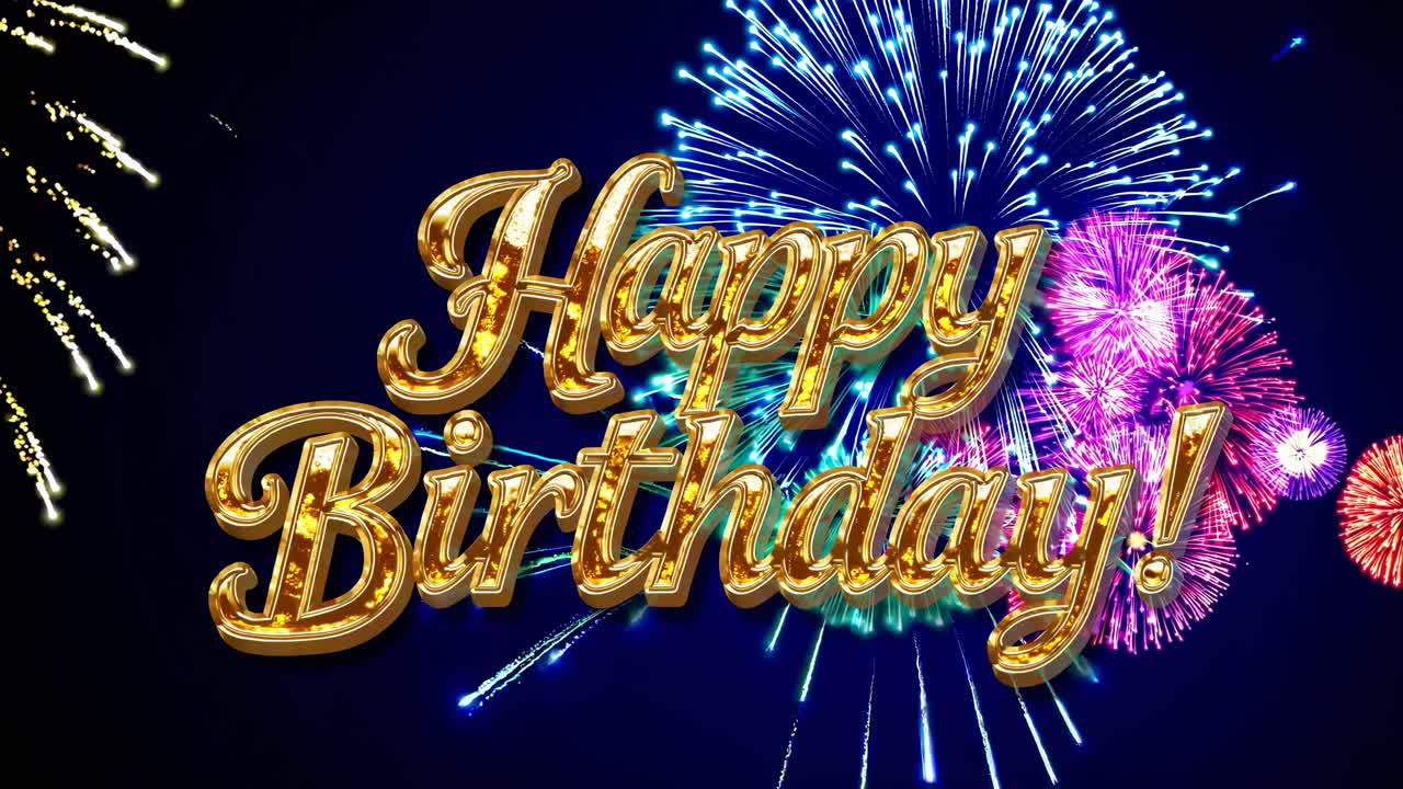Biglietto d'Auguri di Buon Compleanno con Fuochi d'Artificio