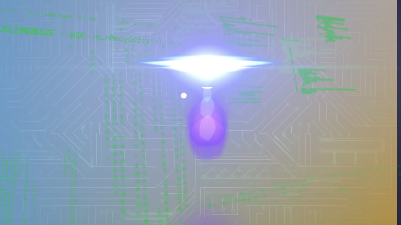 그래픽 인터페이스 배경 위로 이동하는 프로그래밍 컴퓨터 언어의 디지털 애니메이션