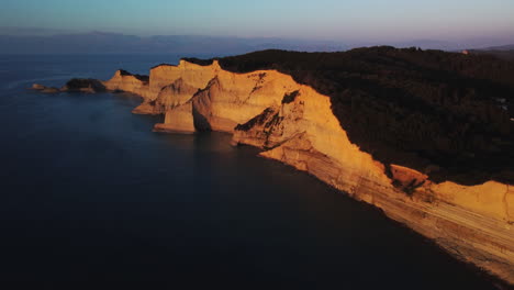 flight over high cliffs of sea coast, aerial view