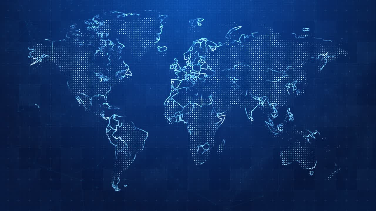 Global communication network planet Earth Map space Loop Animation Background.