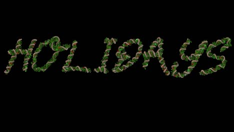 animated christmas wreath typeface letters forming the word holidays