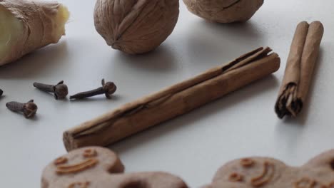 top-down view of razzle-dazzle, walnuts, vanilla, and ginger for biscuits