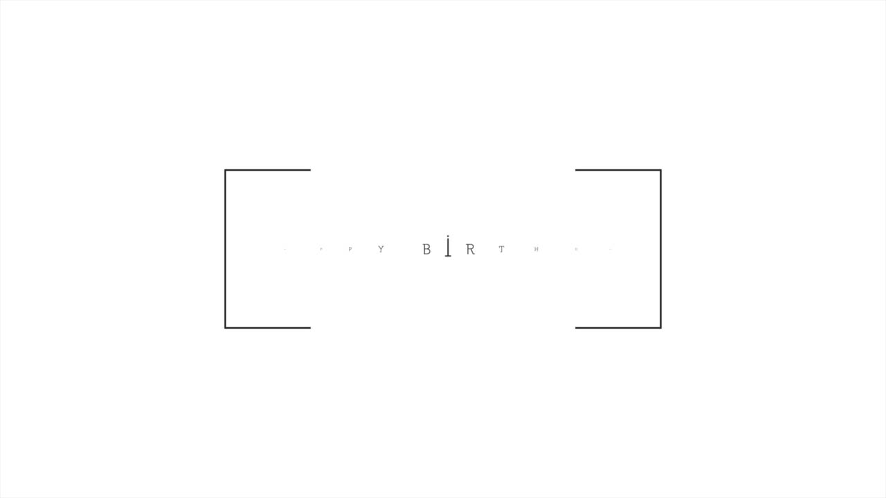 흰색 그라데이션 프레임에 현대적인 생일 축하 텍스트