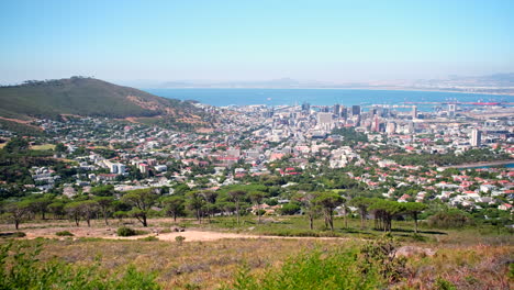 cape town city bowl and signal hill trucking view from vantage point on mountain