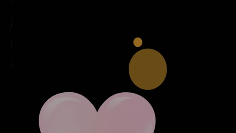 animación de globos en forma de corazón y círculos que se mueven hacia arriba sobre un fondo negro