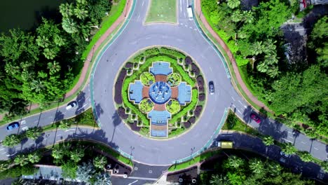 drone footage flying on urban area