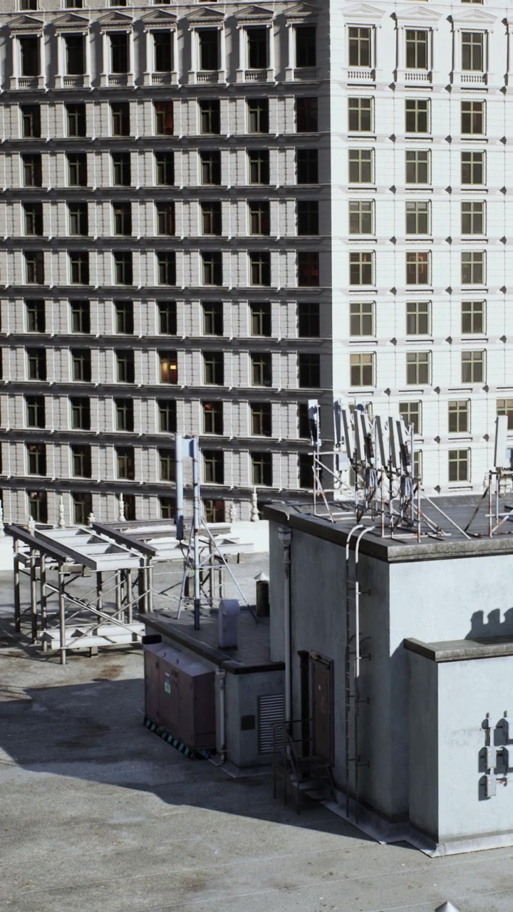 Edificios y tejados de la ciudad en la zona urbana al mediodía con cielo despejado