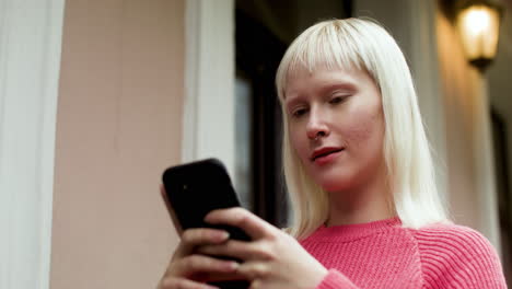 Blond woman chatting