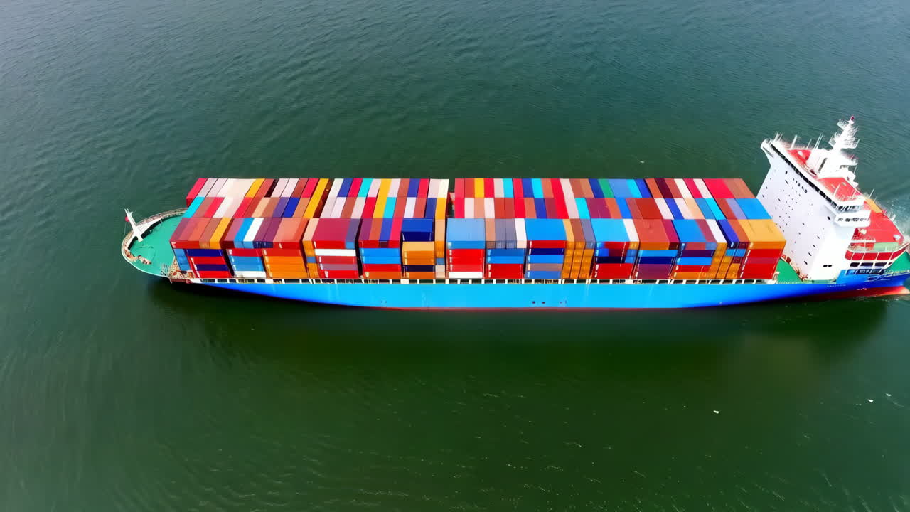 buque de carga en el mar