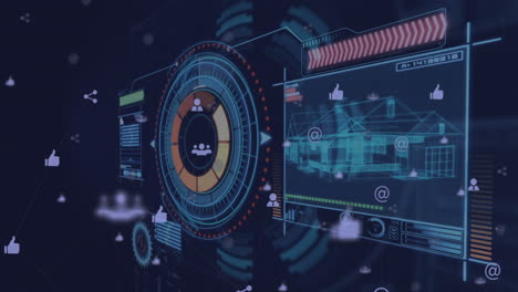 iconas de red de conexión contra la interfaz digital