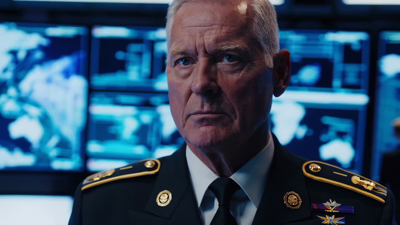 Military General in Command Room