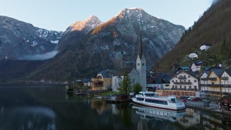 hallstatt austria in a slow cinematic departing shot