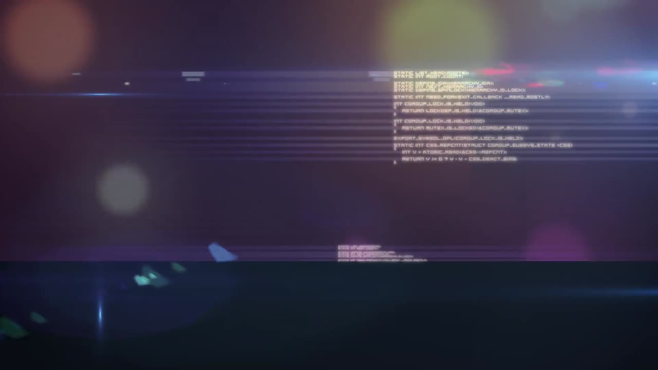Animation of data processing over falling spots of lights