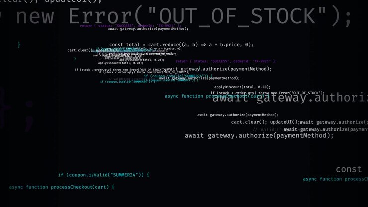 Abstract Animation of JavaScript Code Fragments on Dark Background